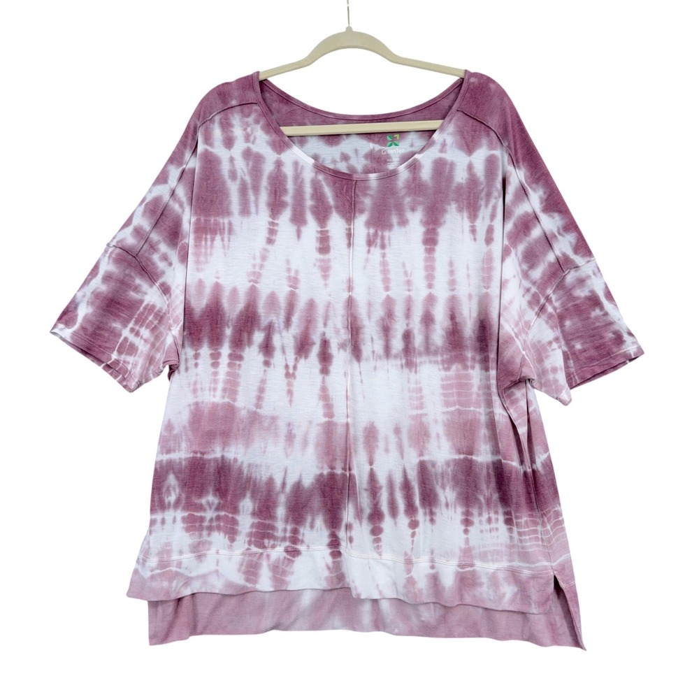 Green Tea Tie Dye Top Womens XXL Rayon Blend Velvet Plum
